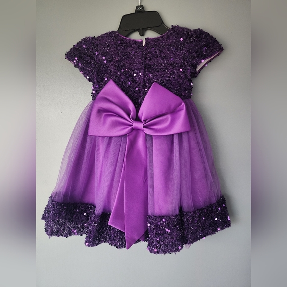 Purple Sequin Flare Baby Dress 18-24 Months - Picture 3 of 3